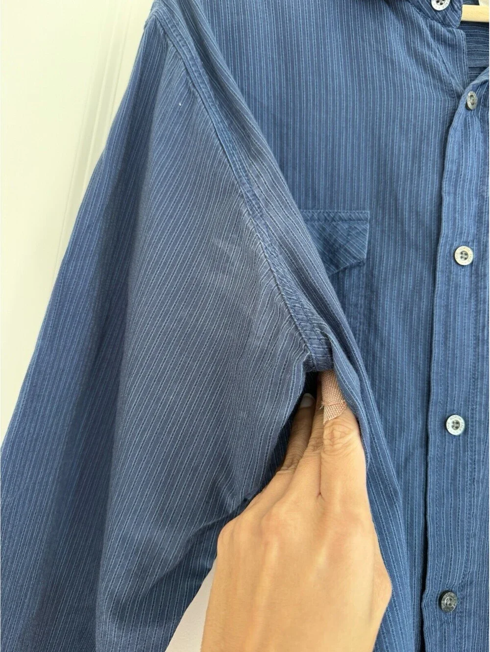 The North Face Men’s Navy Pinstripe Button-Up Shirt Size L Outdoorsy Utility